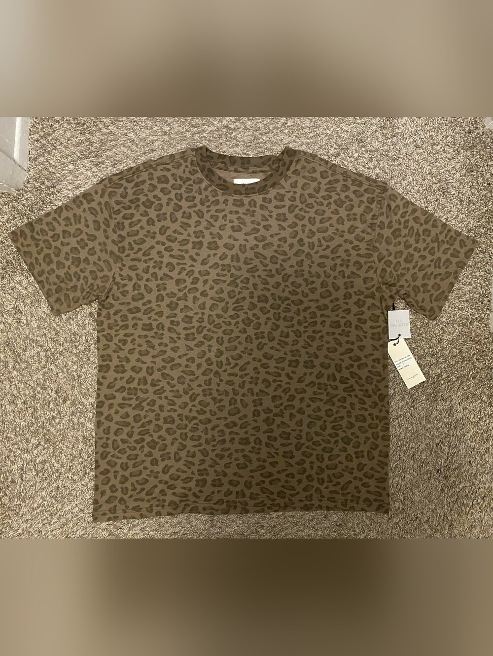 Public Supply Nyc Men’s Oversize Fit Brown Leopard Animal Print T-Shirt Size L